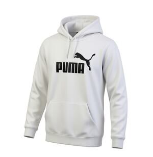 Puma Essentials Logo Hoodie White Men's Large Fleece Pullover Sweatshirt